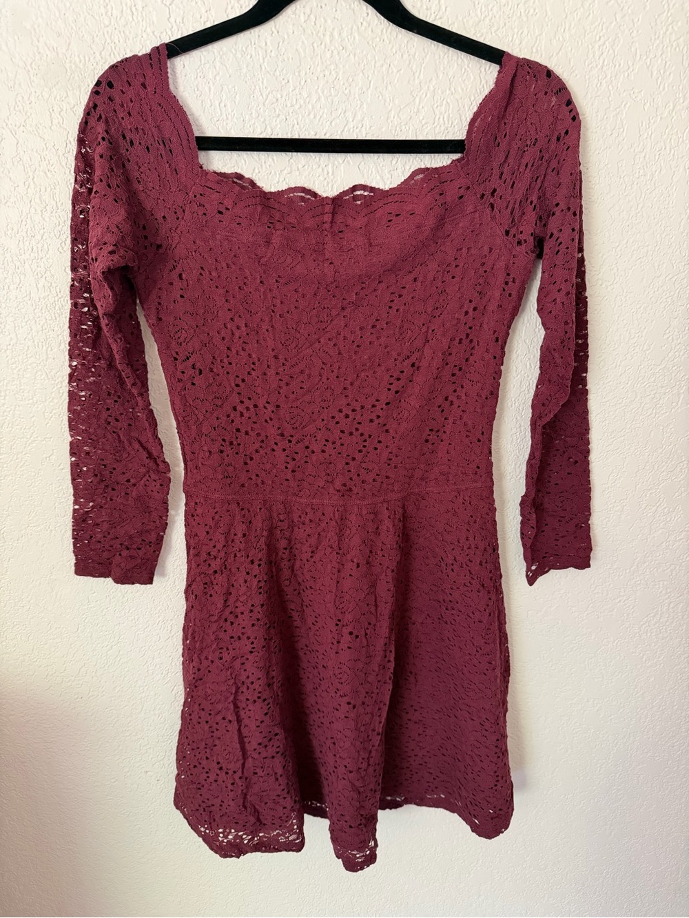 (4 for 20) NWT Hollister Wine Lace Long-Sleeve Mini Dress